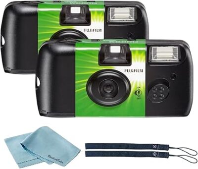 Fujifilm QuickSnap Flash 400 Disposable 35mm Camera • 2 Pack • 2 Hand Straps • BluebirdSales Microfiber Cleaning Cloth - Image 4