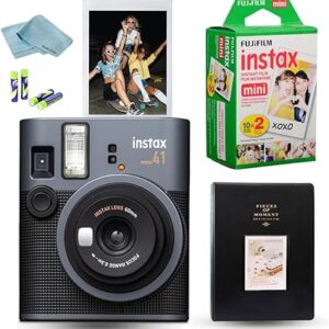 FUJIFILM Mini 41 Instant Film Camera Bundle – Instant Photo Camera with Fujifilm Mini Film (20 Sheets), Photo Album, Batteries, Cleaning Cloth & Accessories – Great Gift for Kids, Teens & Beginners
