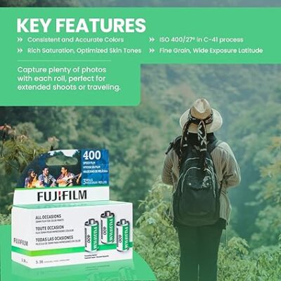 FUJIFILM 400 Color Negative Film (35mm Roll Film, 36 Exposures, 3-Rolls) + BluebirdSales Microfiber Cleaning Cloth - Image 3