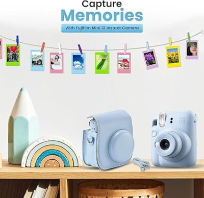Fujifilm Instax Mini 12 Instant Camera Bundle - Includes 20 Shots Film, Custom Case, Deluxe 60-Pocket Photo Album & BluebirdSales Accessories - Auto Exposure, Selfie Mirror, Pastel Blue - Image 3