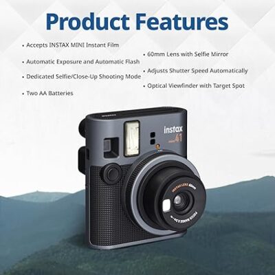 FUJIFILM Mini 41 Instant Film Camera Bundle – Instant Photo Camera with Fujifilm Mini Film (20 Sheets), Photo Album, Batteries, Cleaning Cloth & Accessories – Great Gift for Kids, Teens & Beginners - Image 5