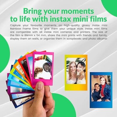 Fujifilm Instax Mini Instant Rainbow Film, 20 Sheets + BluebirdSales Microfiber Cleaning Cloth - Image 6
