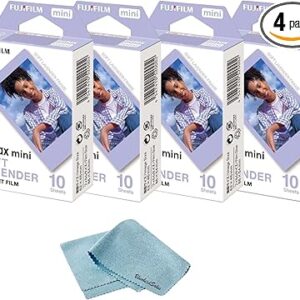 Fujifilm Mini Instant Film - Soft Lavender Instant Film + 40 Sheets Bundle + BluebirdSales Microfiber Cleaning Cloth Instant Mini Camera Perfect for Instant Photography