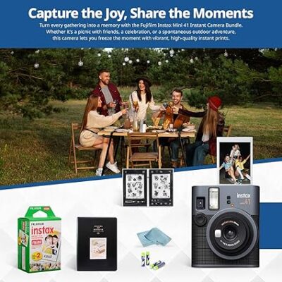 FUJIFILM Mini 41 Instant Film Camera Bundle – Instant Photo Camera with Fujifilm Mini Film (20 Sheets), Photo Album, Batteries, Cleaning Cloth & Accessories – Great Gift for Kids, Teens & Beginners - Image 3