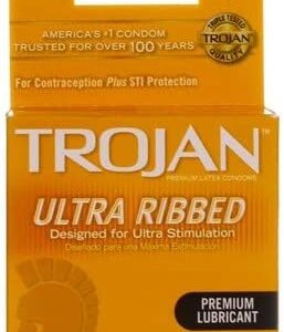 Trojan Stimulations Ultra Ribbed Lubricated Condom, 3 Count