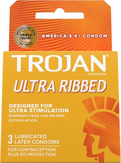 TROJAN Stimulations Ultra Ribbed Lubricated Condom, 3ct - Image 9