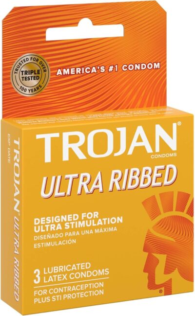 TROJAN Stimulations Ultra Ribbed Lubricated Condom, 3ct - Image 10
