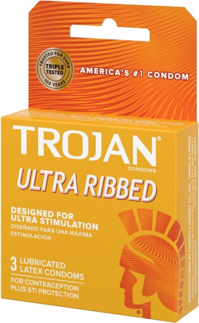 TROJAN Stimulations Ultra Ribbed Lubricated Condom, 3ct - Image 11
