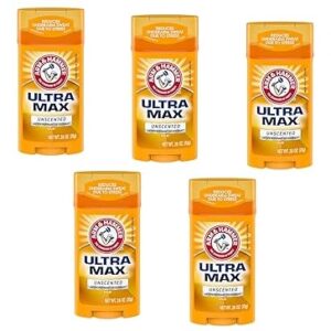 ARM & HAMMER ULTRA MAX Solid Antiperspirant Deodorant, Wide Stick, Unscented, 2.6 oz. (Pack of 5)