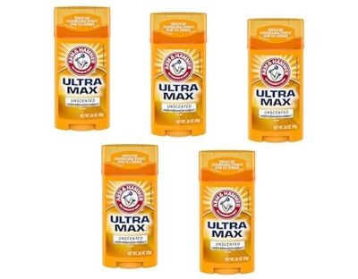 ARM & HAMMER ULTRA MAX Solid Antiperspirant Deodorant, Wide Stick, Unscented, 2.6 oz. (Pack of 5)