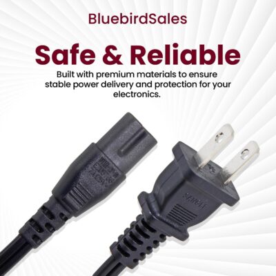 BluebirdSales 1ft Short AC Power Cable – 18AWG Figure 8 Universal Cord for Camera Chargers, TV, Monitor, Printer & More (5) - Image 2
