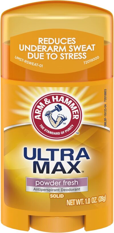 Arm & Hammer Ultra Max Antiperspirant Deodorant, Powder Fresh, Solid, 2.6 Ounce (Pack of 6)
