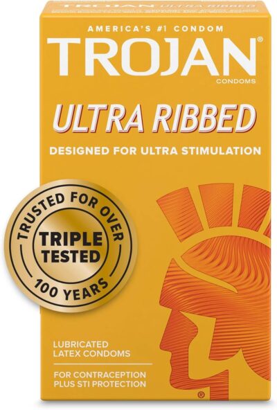 TROJAN Stimulations Ultra Ribbed Lubricated Condom, 3ct - Image 2
