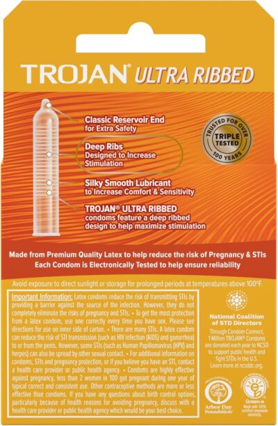 TROJAN Stimulations Ultra Ribbed Lubricated Condom, 3ct - Image 4