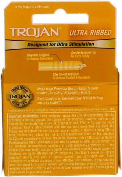 Trojan Stimulations Ultra Ribbed Lubricated Condom, 3 Count - Image 4